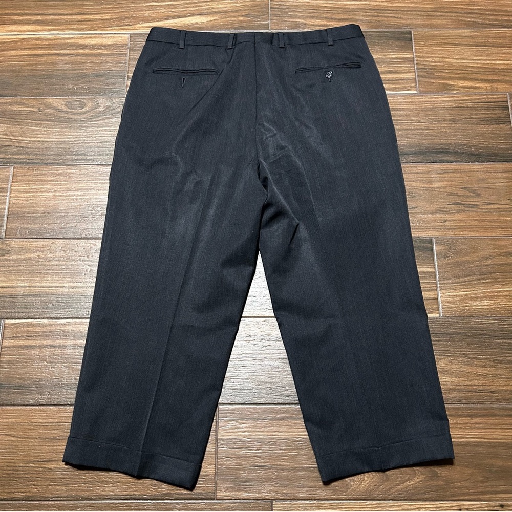 36x23 Brooks Brothers Men’s Wool Pleated Dress Pants Gray Cuffed Legs 36 Short - Picture 2 of 9